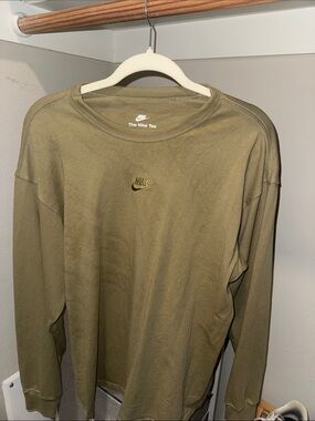 Nike Dark Tan Long-Sleeve Tee with Chest Swoosh